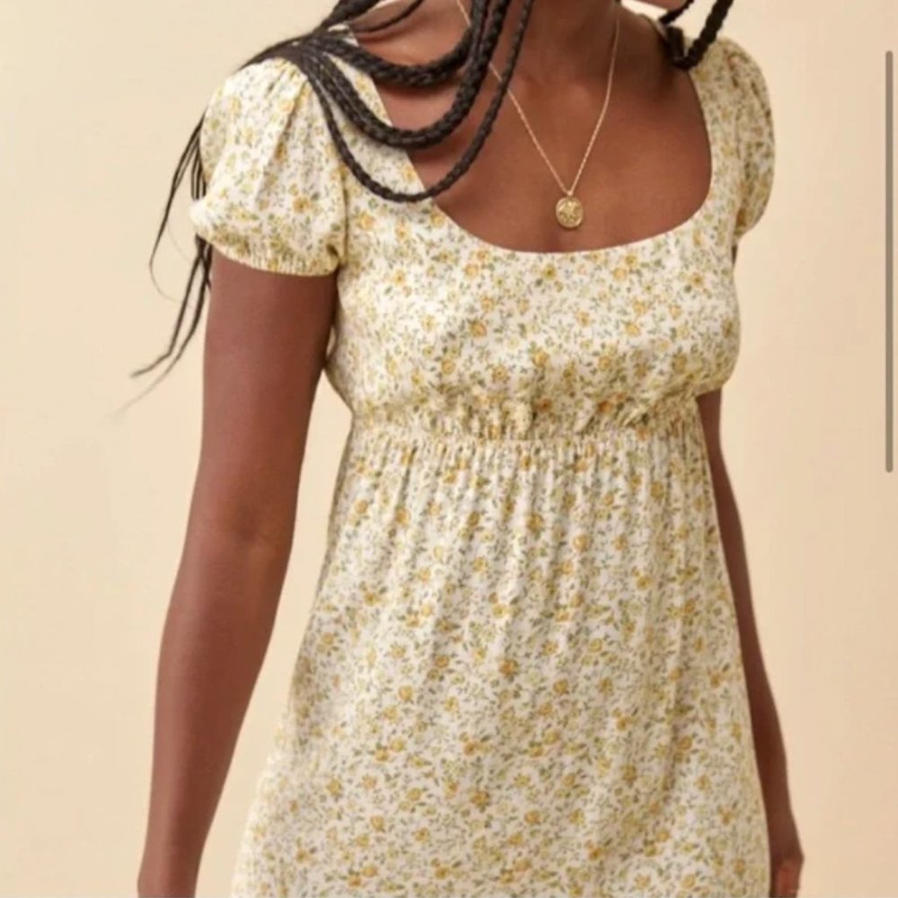 Reformation Yellow Floral Mini Dress 00 / XS / XXS / petite